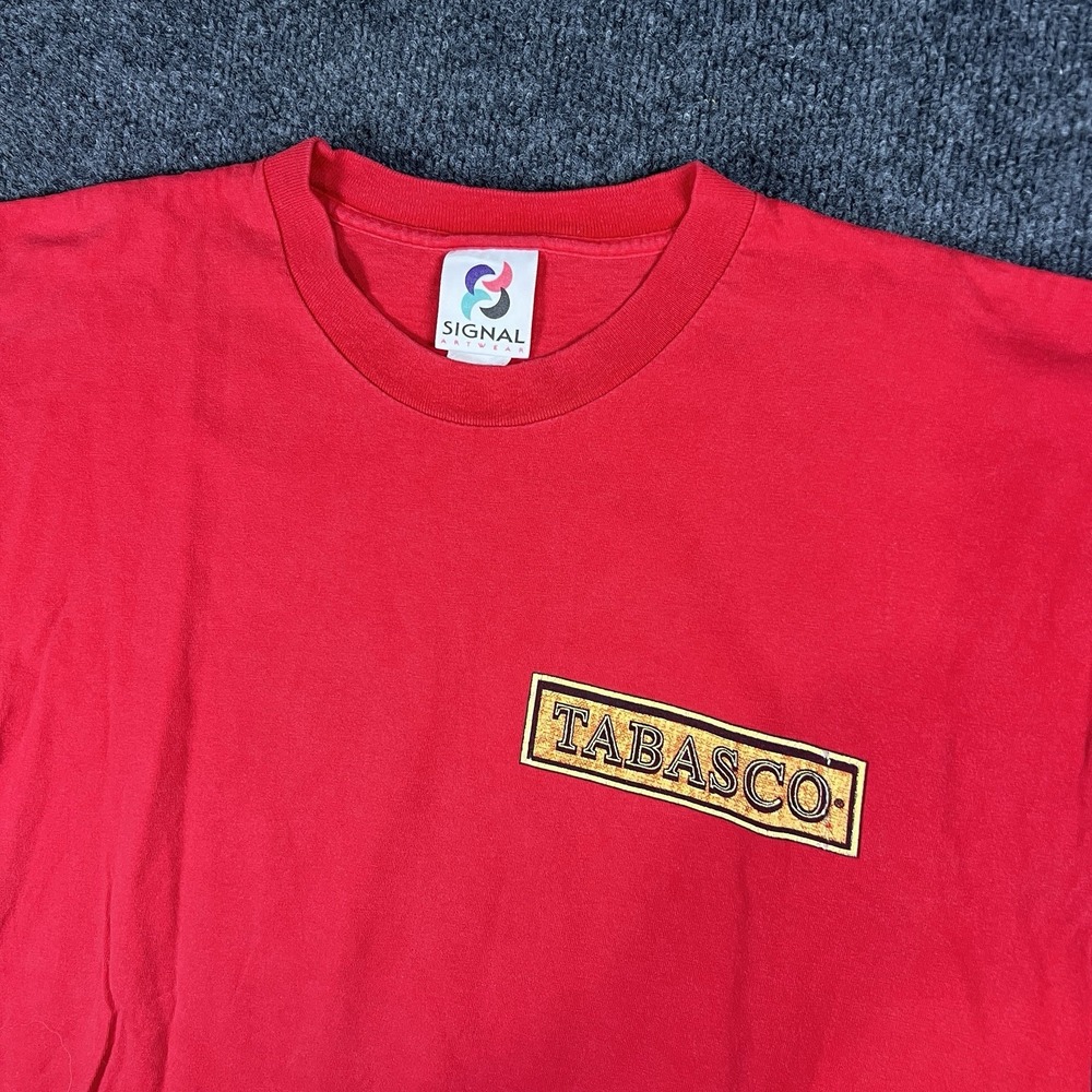 Vintage Tabasco Bottled Heat T Shirt Large Red Signal Artwear Made USA‎ 90s